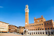 Main square of Siena Italy. Wide angle view.