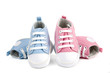 baby shoes -pink and blue isolated on white background baby shoes -pink and blue isolated on white background