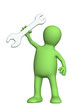 Puppet worker with a wrench in hand. Object over white