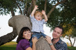 Family with a little son at nature