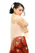 Portrait of young hispanic flamenco dancer woman isolated