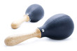 Pair of black plastic maracas isolated on white Pair of black plastic maracas isolated on white