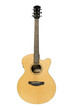 Classical yellow acoustic guitar isolated on white