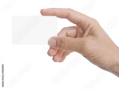 Photo : Présentation d'une carte de visite vierge sur fond blanc Présentation d'une carte de visite vierge sur fond blanc