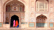 Two women walking in the Amber Fort, Jaipur Two women walking in the Amber Fort, Jaipur