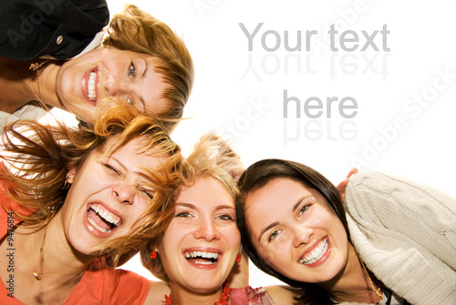 Group of happy friends making funny faces