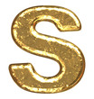 Golden font. Letter S.
