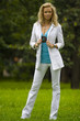 blonde beautiful woman in the park
