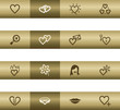 Love web icons on bronze bar