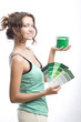 beautiful woman with can and palette beautiful woman with can and palette
