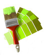 one brush and palette at green tone