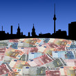 Berlin skyline with euros foreground illustration Berlin skyline with euros foreground illustration