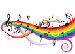 Music theme - notes on white background with rainbow Music theme - notes on white background with rainbow
