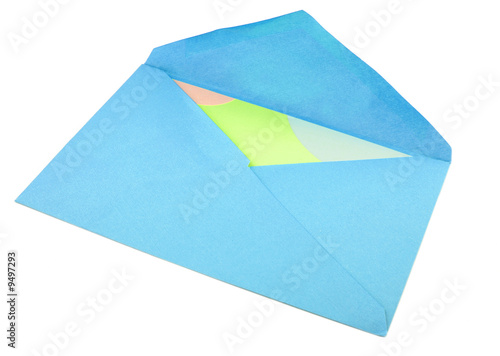Photo: isolated greeting card inside blue envelope stationary isolated greeting card inside blue envelope stationary