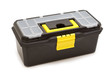 plastic toolbox on white background.