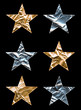 Six large gold and silver stars with a clipping path.