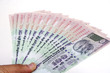 Holding Indian Currency Notes Holding Indian Currency Notes