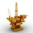Oil Rig golden model isolated on white background