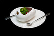 Japanese rice ice-cream with cherry-ginger compote in white cup