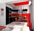 Modern interior of kitchen with a lunch zone