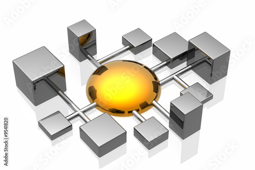 3d network connections isolated in white background..