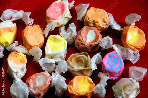 Photo: Colorful wrapped taffy candy Colorful wrapped taffy candy