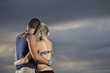 romantic urban couple at night scene