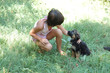 Young girl and puppy Young girl and puppy