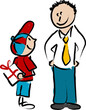 Child's drawing of father and son