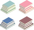 vector isometric colorful stacks of books