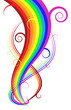 Abstract vector rainbow curves on white background