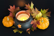 Foto: Pumpkins and cauldron Pumpkins and cauldron