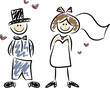 Witziges Hochzeitspaar, handgezeichnet