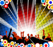 People at the concert - blue, red and yellow version