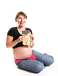 happy pregnant woman eating chocolate happy pregnant woman eating chocolate