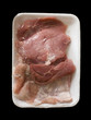 Meat packed in supermarket package isolated food close-up