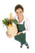 Shop Assistant Holding Grocery Bag
