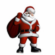 Santa carrying a bag of gifts over his shoulder.
