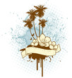 tropical island insignia with banner for your text