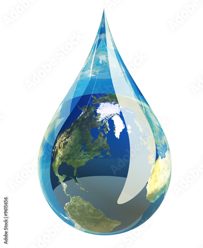 water droplet. Water droplet with the earth