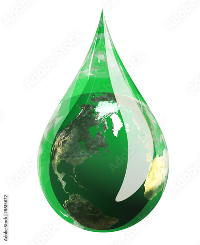 water droplet. Water droplet in green hue