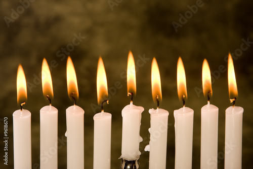 Nine candles for the jewish holiday hanukkah