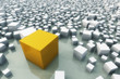 An illustration of a different cube standing out of the crowd