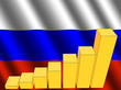 bar chart and rippled Russian flag illustration