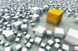 An illustration of a different cube standing out of the crowd