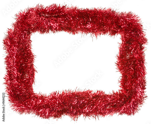 Photo: Red Christmas tinsel garland, forming a rectangular frame Red Christmas tinsel garland, forming a rectangular frame