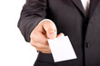 Business man with greeting card