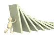 3d puppet, holding figures of a dominoes