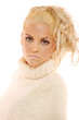 Gorgeous blond woman on white background