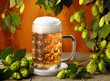 Cold beer and hops